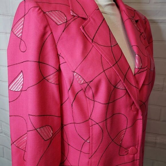 Vintage Requirements Pink Notched Collar Blazer womens 12 L large Work Office - Picture 3 of 9